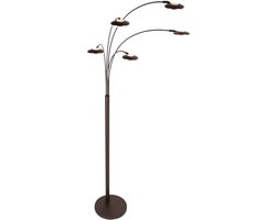 5-lichts vloerlamp Synna 1327CA – Modern cacao kleurige LED booglamp 189 cm met dimfunctie van Mexlite