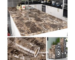 5 meter x 60 cm breed marmer plakfolie - meubelfolie voor keukenwerkblad en tafel - zelfklevende decoratie folie