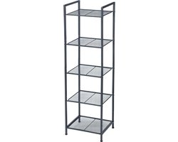 5-niveaus Metalen Badkamer Plank Staande Plank Plantenrek - Uitbreidbaar en Verstelbaar - Industrieel Ontwerp Zwart opbergrek