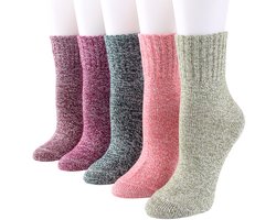 5 Paar Dikke Thermosocken - Wollen Wintersokken Dames - Extra Warm & Ademend - Rekbaar Unisex Model - Antislip Zool