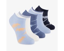 5 paar jongens sneakersokken blauw grijs - Maat 31/34