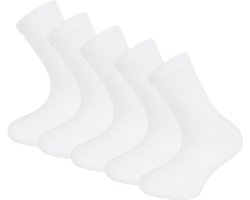 5 paar Kindersokken - Katoen - Jongens & Meisjes - SQOTTON® - Wit Maat 35-38