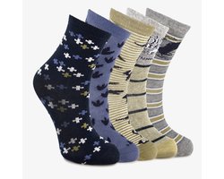 5 paar kindersokken met print blauw - Maat 31/34