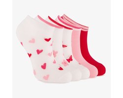 5 paar meisjes sneakersokken wit roze - Maat 31/34