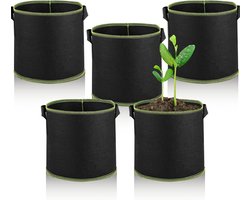 5 Pack 12 Litre Plant Bags Reusable Plant Bag Fleece Fabric Pot Plant Bag for Potato Bag, Tomato Pot, Vegetables - ShopVlot