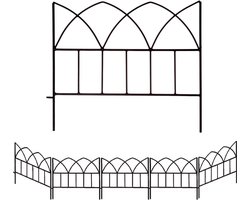 5 Pack Decoratieve Hekpanelen 45X40X0.5cm Roestvrije Hondenomheining voor Buiten Opvouwbare Landschap Patio Hekken Bloemenbed Dier Hondenbarrière (Zwart A)