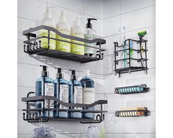 5-Pack Douche Caddies - Zelfklevende Badkamer Organizer zonder Boren - Roestvrij Stalen Opslag voor Badkamer en Keuken