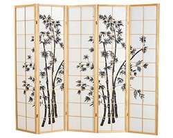 5 Panelen Vouwen Scherm - Hout en Schoji Papier Decoratieve Partitie