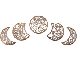 5 Pieces Moon Phase Wall Decor - Moon Decorations - Wooden Wall Art - Aesthetic Room Accessories - Indoor and Outdoor Decoration - New Home Must Have - Unieke Wanddecoratie