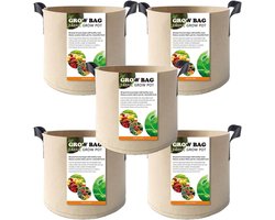 5 Plantenzakken van 2 gallon - Plantenzakken - plantenbakken voor buiten - bloempot - Kweekzak - Non-woven - Kameel