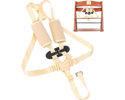 5-punts systeem kinderstoelriem, 1 set, compatibel met Hauck, Stokke Tripp Trapp, Roba, beige, kinderstoelriem met 2 x gordelkussens en 1 x borstclip