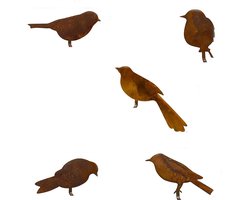 5 STKS, Roestige Vogels Decoratie, Levensechte Patina Metalen Vogels Tuin Ornamenten Silhouet Simulatie Metalen Vogel Beeldje Home Decor Rustieke Outdoor Patio Yard Hek Toppers Versiering