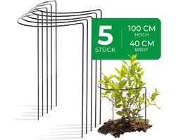 5 struiksteunen 100 cm hoog halfrond 40 cm groene vaste plantenhouder bloemenhouder klimplant plantensteun bloemensteun vaste plantensteun klimhulp struikhouder rozensteun, metaal