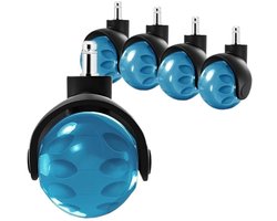 5 stuks 2 inch bureaustoel, optionele stille wielen, voor duurzame en glijdende bureaus. voor mobiele bureaustoelen (blauw)
