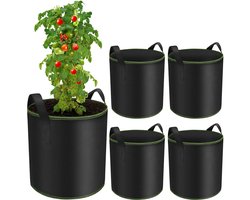 5 stuks 40L plantzakken, aardappelplantzakken, tomatenplantenzakken met handvatten, kweekzakken van non-woven stof voor planten, bloemen en aardbeien