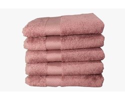 5 stuks Bamboe katoenen handdoek roze 50x100 cm 1 stuk Katoen 70%, bamboe 30%