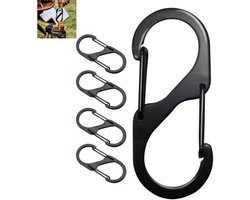 5 stuks - Bergbeklimmingsgesp S - Lengte 32 mm - Open uiteinden - Bagagehardware-accessoires S-vormig - Elektroforese zwarte haak - Tentgesp