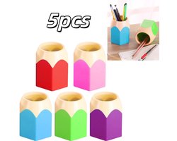 5 stuks Creatief ontworpen pennenhouder - handige opbergruimte - bureau-opbergdoos - schrijfwarenorganizer - 8,5*6,5*10,5 cm - geschikt voor bureaus en kaptafels - verkrijgbaar in rood, groen, blauw, paars en roze.