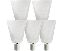 5 stuks dikke winterplant fleece vorstbeschermende hoezen, herbruikbare fleece zakken voor tuin met rits en trekkoord, ademende koudebescherming voor planten, struiken en bomen in pot (wit, 120 x 180