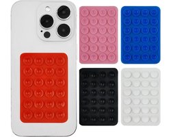 5 stuks dubbelzijdige siliconen zuignap telefoonhouders met multifunctionele kleverige achterkant voor douche, spiegel, auto en selfies