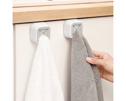 5 stuks grijze zelfklevende handdoekhouders voor wandmontage – Ideaal voor badkamer en keuken