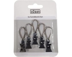5 stuks handdoek haakjes zwart / grijs - handoekhaakjes - handdoek clips - handdoek knijpers - theedoek haakje - handdoek hanger - theedoek clips - handdoeklusjes - oDaani