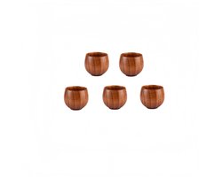 5 stuks - Houten theekopjes - Inhoud ca. 50 ml - Geschikt voor restaurants, cafés en thuisgebruik - 4,5 x 4,8 cm - Natuurlijke houtkleur