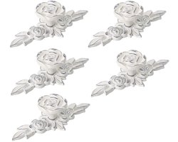 5 stuks - Kastknoppen - Handgrepen - Meubelknop - Ladeknop - Meubelbeslag - Meubelknoppen - met 25mm schroeven - zinklegering - Roosvorm - wit - voor Keuken, Kast, Lade, Slaapkamer, Badkamer - Zilveren Rand