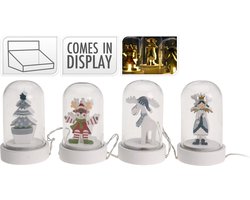 5 stuks Kerstfiguur led in stolp 9cm 4