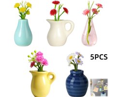 5 stuks-Koelkastmagneten - Koelkastdecoratie - Minivaasjes - Woondecoratie - Geschikt voor koelkasten in de keuken - Decoratie voor opbergkasten op kantoor - Blauw - Roze - Wit - Geel - Donkerblauw - 2.4*3 cm