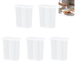 5-stuks Kruidendoosje voor buiten - Mini kruidendoosje - Kruidendoosje met vakjes - 5,3 x 4,5 x 2,2 cm - Vochtbestendig - Herbruikbaar - Geschikt voor picknicks, barbecues, buiten koken en het doseren van kruiden in de keuken - Transparant