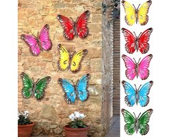 5 stuks metalen vlinders wanddecoratie - 11 cm metalen vlinder sculpturen - Binnenhuis wandkunst decoratie - Voor achtertuin, patio, hekwerk, tuin en huis