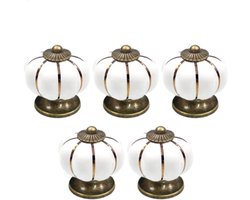 5 stuks - Meubelknop - Kastknoppen - keramiek - wit - 35*35*38 mm - Deurknoppen voor kasten - Meubelbeslag - Eenvoudig te installeren - Duurzaam en elegant
