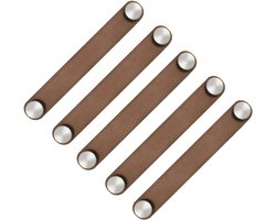 5 stuks Nordic Garderobe Kast Deurklink Zachte PU Lederen Deurgrepen voor Kast Lade Trekknoppen Meubelbeslag (26 x 170 mm) - Bruin
