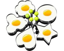 5 stuks - Omelette mal - keukenapparaat - Kookring - Bakring - eitje bakken - Fried Egg Mold - Ei Ringen set - zilver - roestvrij staal - Ei en pannenkoek ring - vijf vormen