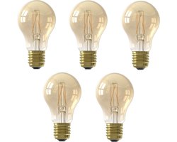 5 stuks | OP=OP Calex LED lamp 7.5W 806lm 2100K Goud Dimbaar A60 | E27 | Zeer Warm Wit | 7.5 watt | 15.000 Branduren