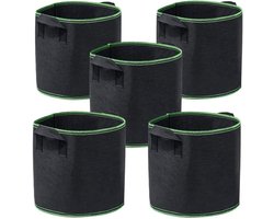 5 stuks - Planten groeizak - Kweekzak - 10 Gallon - Groeipot - Plantenzak - Duurzaam - Herbruikbaar - Plantenmand - Bloemen - 40x30 CM - Zwart - niet-geweven stof