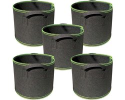 5 stuks - Planten groeizak - Kweekzak - 5 Gallon - Groeipot - Plantenzak - Duurzaam - Herbruikbaar - Plantenmand - Bloemen - 25x30 CM - Zwart - niet-geweven stof