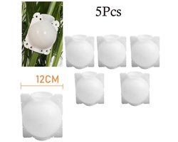 5 stuks plantenwortelballen, tuinwortelkweekbox, plantgereedschap, diameter 12 cm, hogedrukvermeerdering van plantenwortels, tuin-entingsbox, kweekwortelkoffer, herbruikbare kweekbal voor het verplanten van planten (WIT)