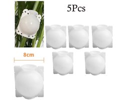 5 stuks plantenwortelballen, tuinwortelkweekbox, plantgereedschap, diameter 8 cm, hogedrukvermeerdering van plantenwortels, tuin-entingsbox, kweekwortelkoffer, herbruikbare kweekbal voor het verplanten van planten (WIT)