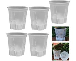 5 stuks- plastic bloempot- Zelfwaterende bloempot - Plantenpot - Zaailingpot - Bloempotcontainer - Transparant - 12*8,5*14 cm - Met uitneembaar waterreservoir - Goede ventilatie -Bevordert een gezonde wortelgroei - Geschikt voor continue watertoevoer