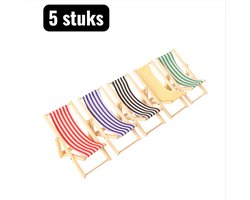 5 stuks - Poppenhuizen & Accessoires - Miniatuur Strand Stoel Model - Realistisch Meubel voor Poppenhuis - DIY Speelgoed en Verzamelaars Item