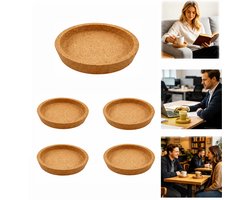 5 stuks ronde kurk onderzetters met rand - 10 cm absorberend en hittebestendig - voor kantoor - keuken en eettafel - bescherming voor tafeloppervlakken en alle soorten bekers