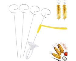 5 stuks - Spiraalvormige aardappelsnijder - Spiraalvormige aardappelsnijder - Zelfgemaakte aardappelrasp - Zilver - Spiraalvormige aardappelsnijder - Tornado aardappelchipsmaker