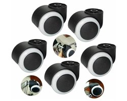 5 stuks steelloze wielen - 50 mm rubberen bureaustoelwielen - vervangende draaistoelwielen - meubelwielen