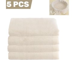 5 stuks - Stoomdoek / filterdoek - 50 x 50 cm - Herbruikbare ademende doek voor stoommandjes en voedselbereiding - Ideaal voor dim sum, brooddeeg, rijst en meer - Fijn geweven katoenen stoomdoek voor gelijkmatige stoomverdeling