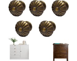 5 stuks Vintage messing kastgrepen - Ronde vintage keukengrepen - Hardwarse - Antiek bronzen handgrepen - Antieke messing keukenkastknoppen - Geschikt voor keukenkasten en ladekasten