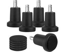 5 stuks Vloerglijders voor Bureaustoel, 2 inch, Zwarte Bureaustoelwielen met Viltpads