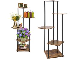 5-Traps Plantenstandaard Binnen, Sterk Duurzaam Bloemenrek Vervormingsbestendig, Vintage Displayrek voor Woonkamer, Balkon, Hoek, Tuin, Meerdere Niveaus Plantenrek Displayrek