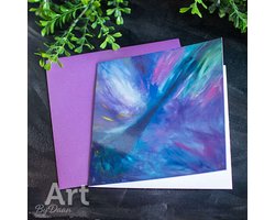 5 Unieke gevouwen wenskaart paars van abstract schilderij - Art by Daan